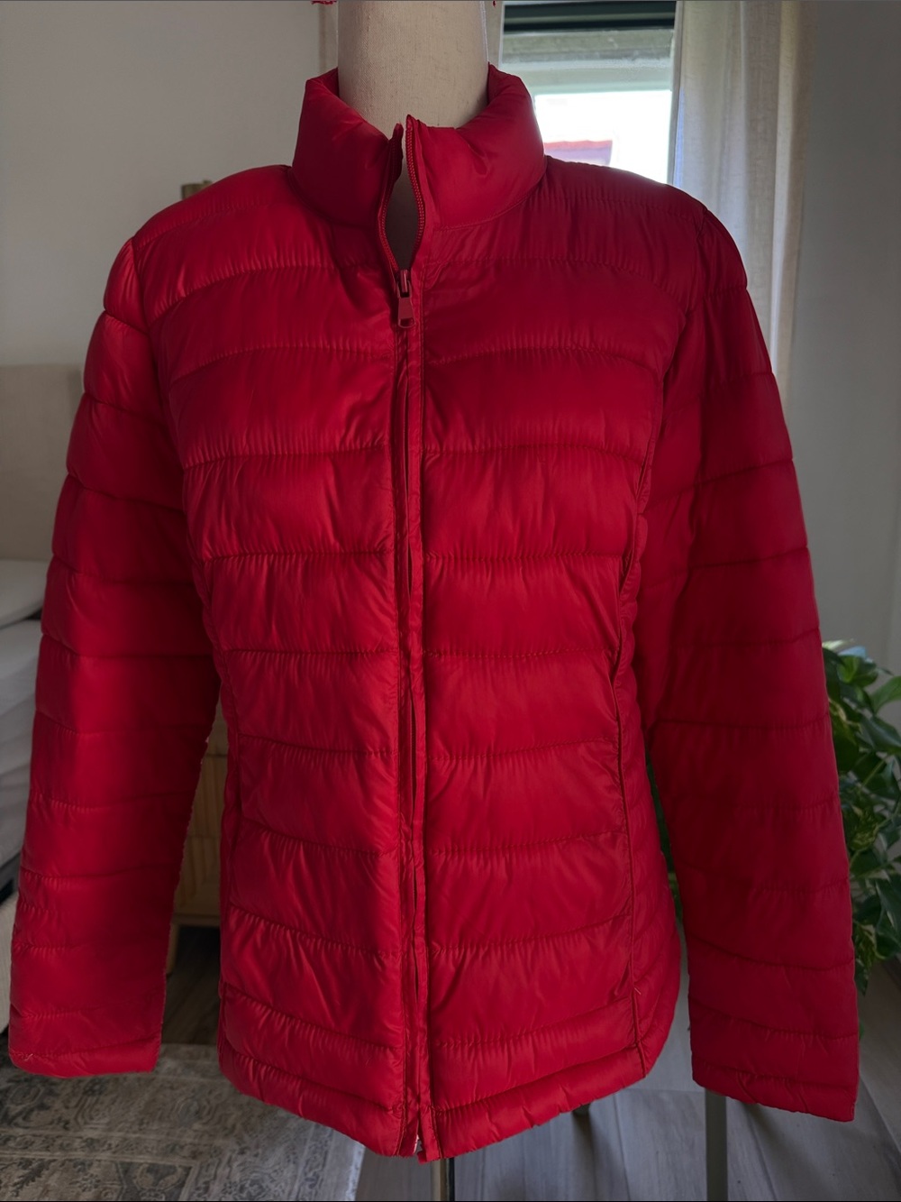 Primark Women's Bright Red Quilted Puffer Jacket